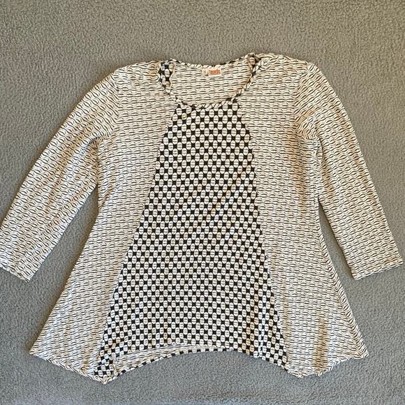 Tianello Ashton Tunic Top XL Knit Jersey White Black Boho Beach Steve Barraza - Picture 14 of 16